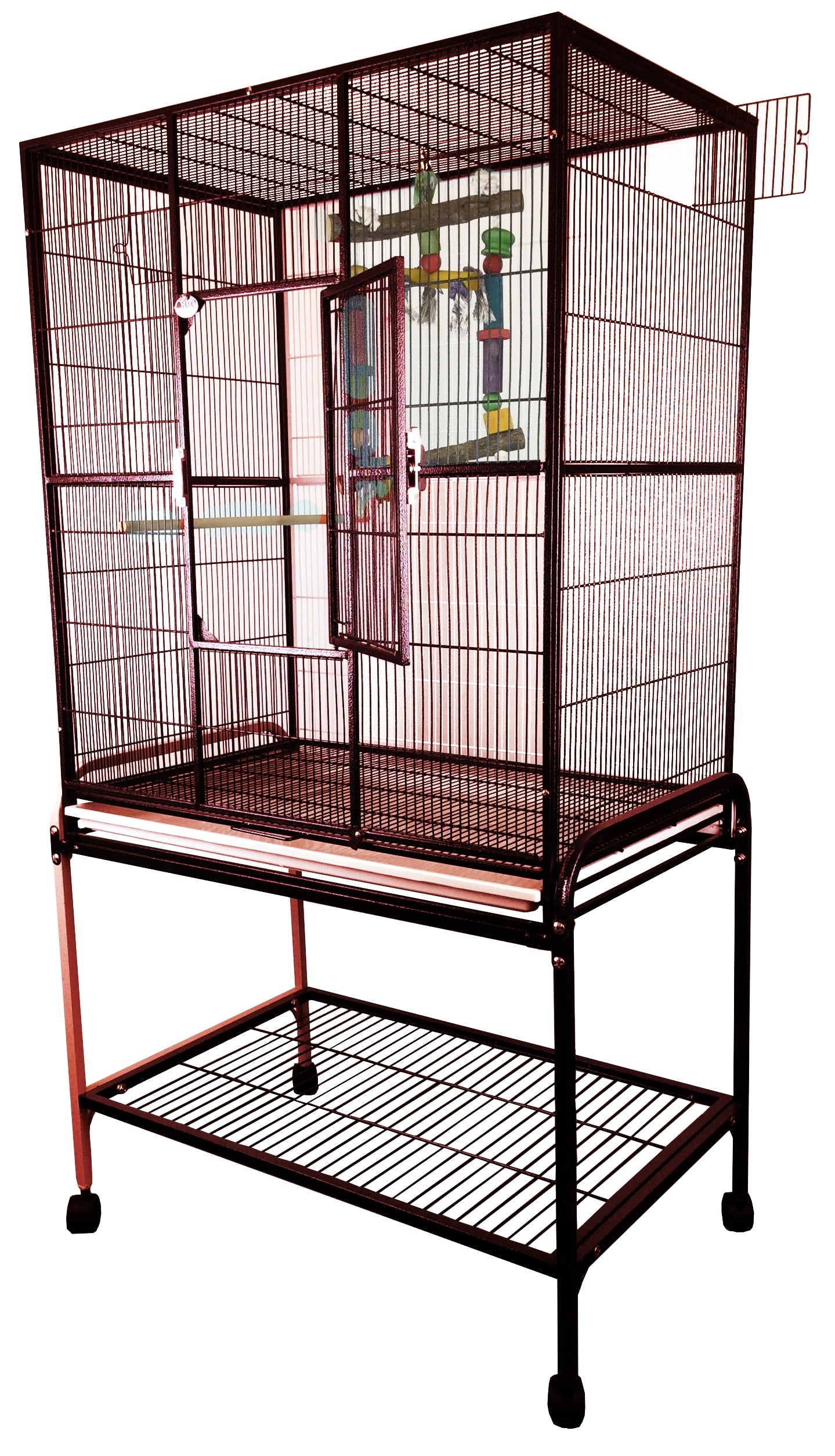 Flight Cage & Stand (Burgundy) - 32"x21"x63"