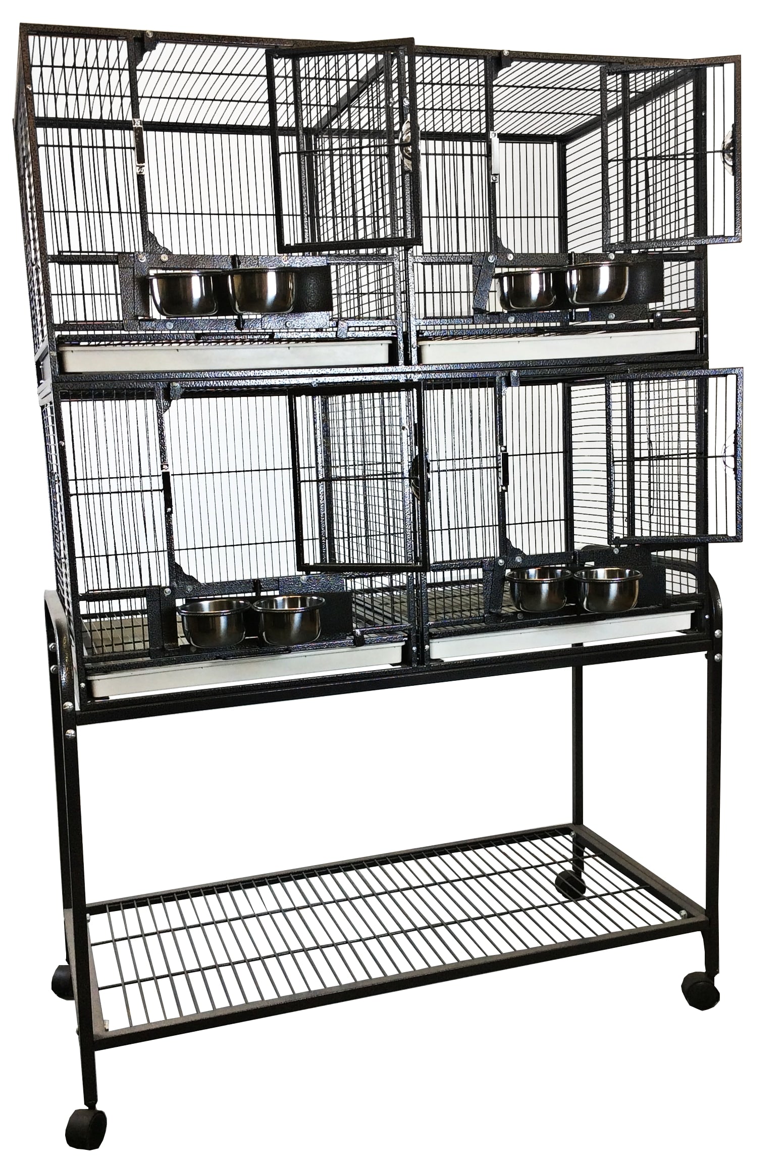 Breeder Cage with Stand and Removable Dividers - 4 Unit (Black) - 40''x20''x61''