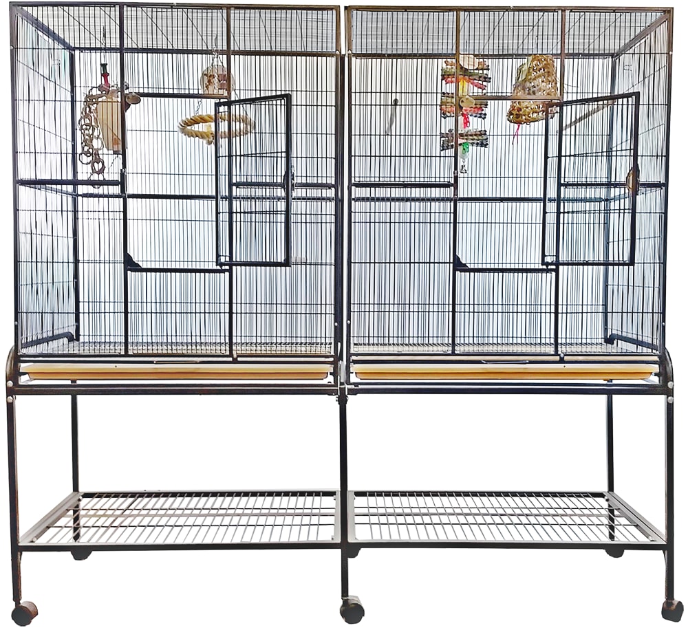 Double Flight Cage with Divider (Platinum) - 64"x21"x65"