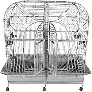 Double Macaw Cage with Removable Divider (Platinum) - 64"x32"x70"