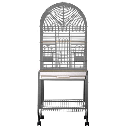 Opening Dome-Top Cage, Plastic Base, and Removable Metal Stand (Platinum) - 22"x17"x58"