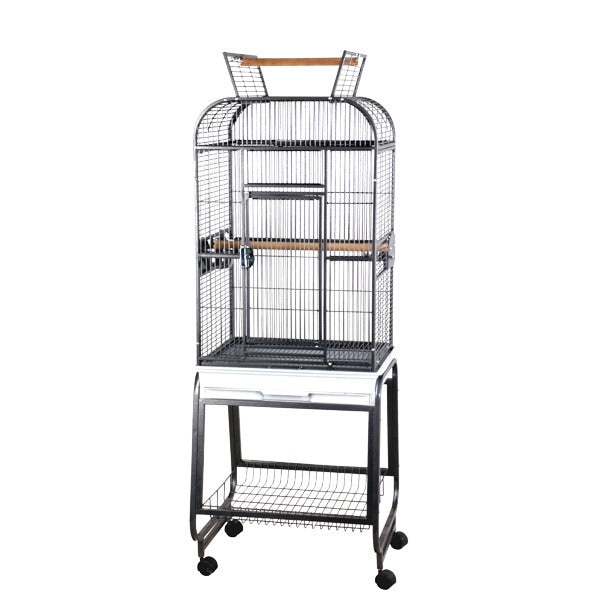 Open Flat-Top Cage with Plastic Base (Black) - 22"x17"x66"