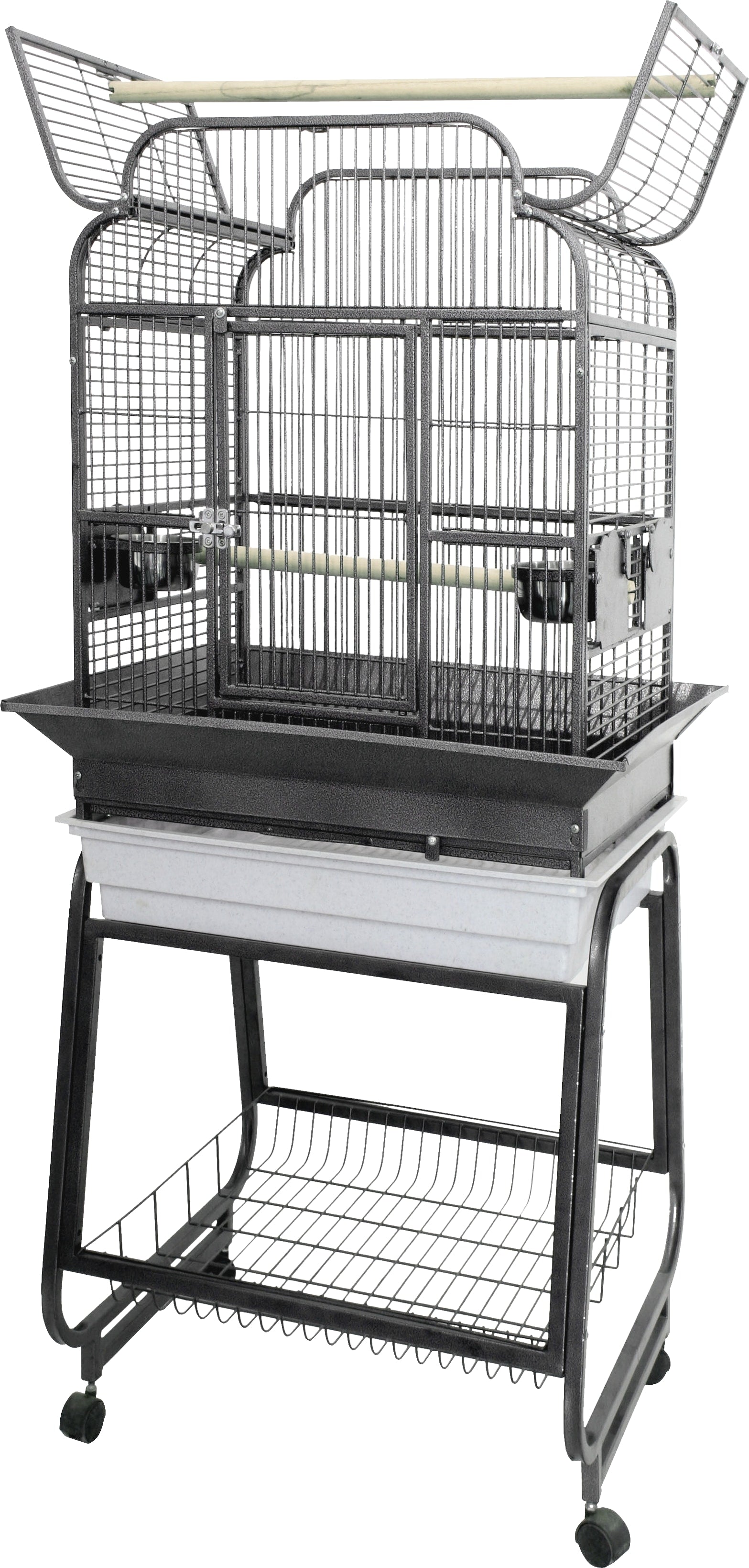 Victorian Open-Top Cage with Plastic Base (Platinum) - 22"x18"x54"