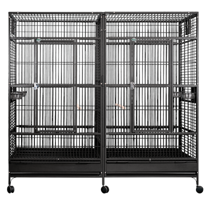 Double Macaw Cage with Divider (Black) - 80"x40"x74"