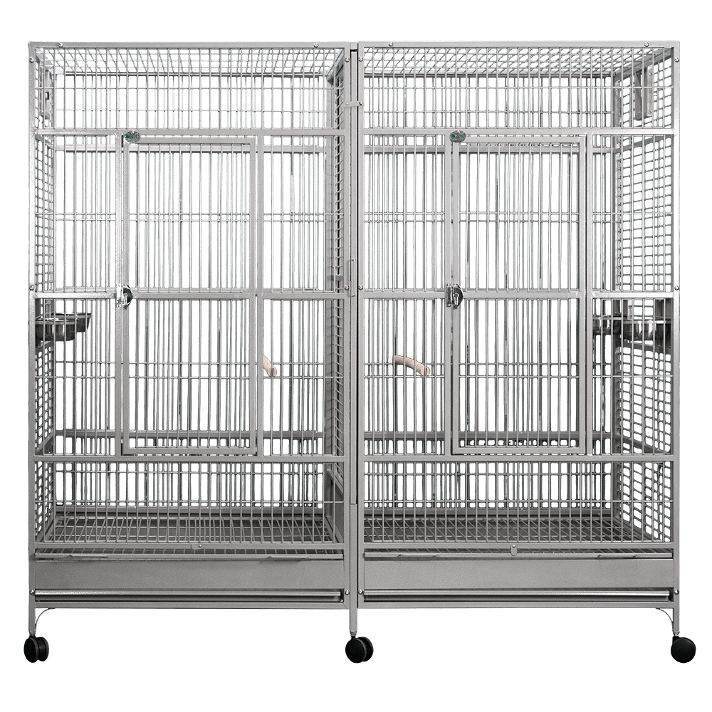 Double Macaw Cage with Divider (Platinum) - 80"x40"x74"