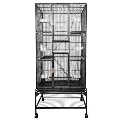 Multi-Level Flight Cage With Ladders (Black) - 32"x18"x70"