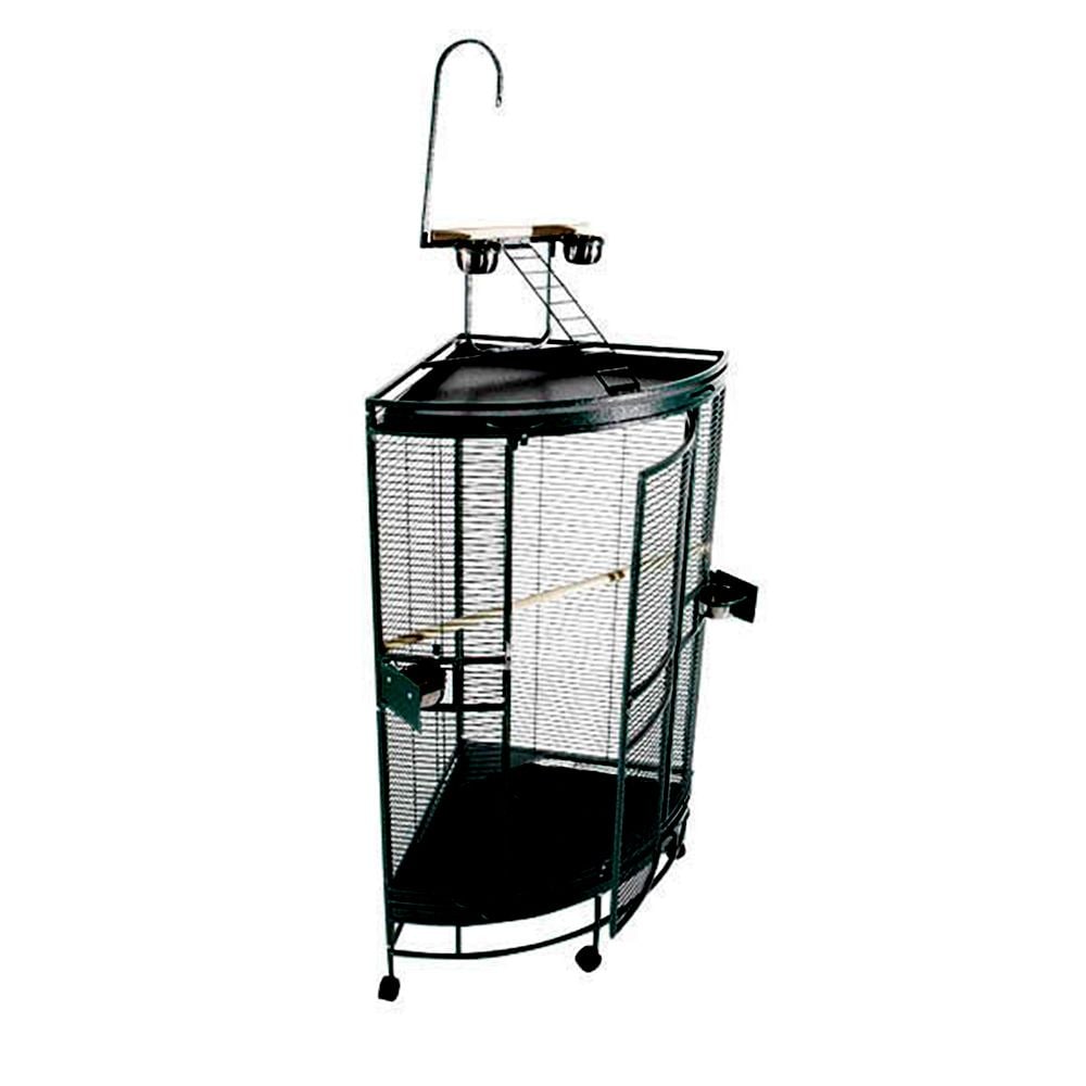 Medium Corner Cage with Play-Top (Black) - 36"x25"x66"