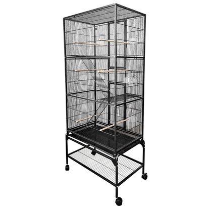 Multi-Level Flight Cage With Ladders (Black) - 32"x18"x70"