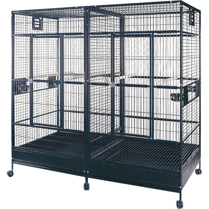 Double Macaw Cage with Divider (Black) - 80"x40"x74"